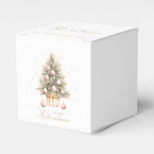 Elegant Soft Pink Watercolor Merry Christmas Tree Favor Box