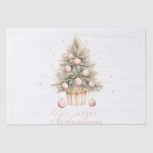 Elegant Soft Pink Watercolor Merry Christmas Tree Tissue Paper