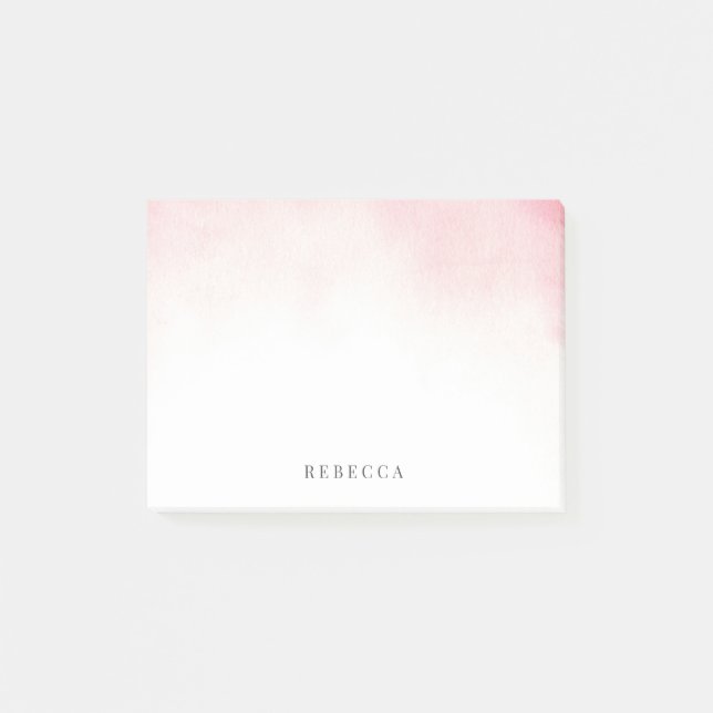 Elegant Soft Pink Watercolor Wash Post-it Notes (Front)
