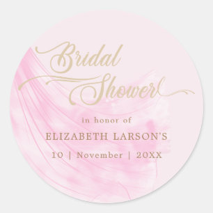 Elegant Soft Pink Wedding Dress Bridal Shower Classic Round Sticker