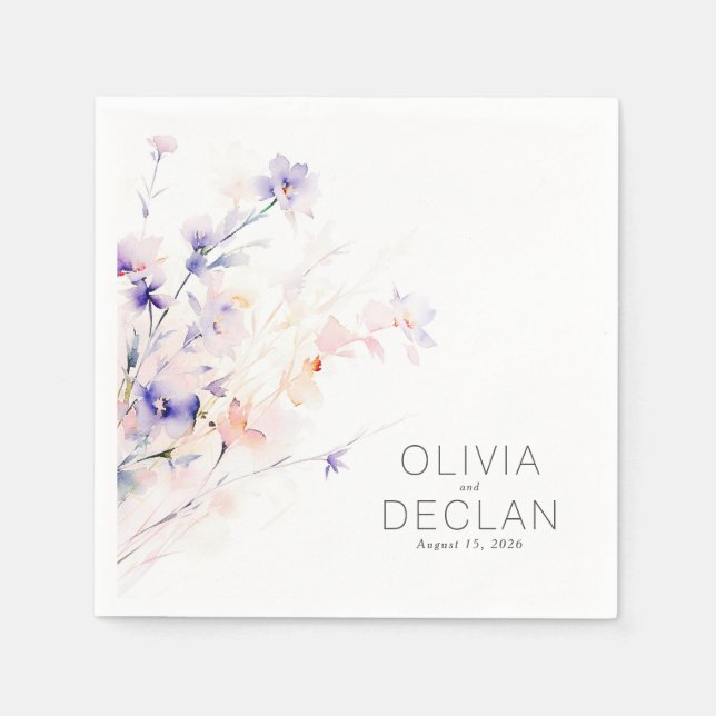 Elegant Soft Purple and Blush Flowers  Napkin (Front)