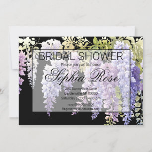 Elegant soft purple blue watercolor wisteria invitation
