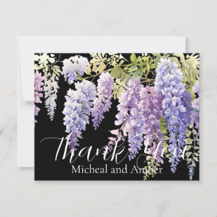 Elegant soft purple blue watercolor wisteria thank you card