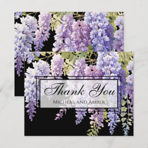 Elegant soft purple watercolor floral wisteria thank you card