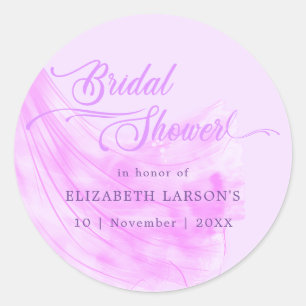 Elegant Soft Purple Wedding Dress Bridal Shower Classic Round Sticker