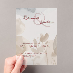 Elegant Soft Romantic Botanical Script Wedding Acrylic Invitations