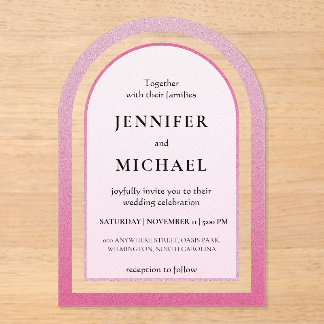Elegant soft rose pink frame wedding acrylic invitations