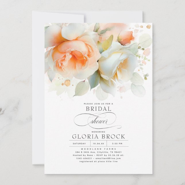 Elegant Soft Terracotta Floral Boho Bridal Shower Invitation (Front)