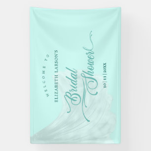 Elegant Soft Turquoise Wedding Dress Bridal Shower Banner