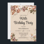 Elegant Soft Watercolor Pink Floral 90th Birthday Invitation<br><div class="desc">Elegant Soft Watercolor Pink Floral 90th Birthday Invitation
This elegant 90th surprise birthday party invitation is perfect for your special event! This design features beautiful pink watercolor flowers. The custom typography is trendy and elegant!</div>