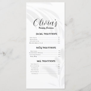 Elegant Soft White Beauty Services Price List  Menu