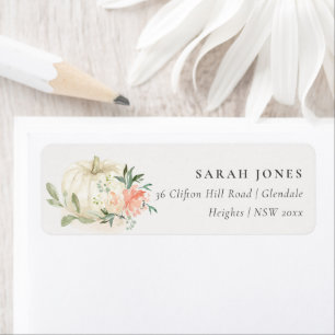 Elegant Soft White Pumpkin Blush Floral Address L