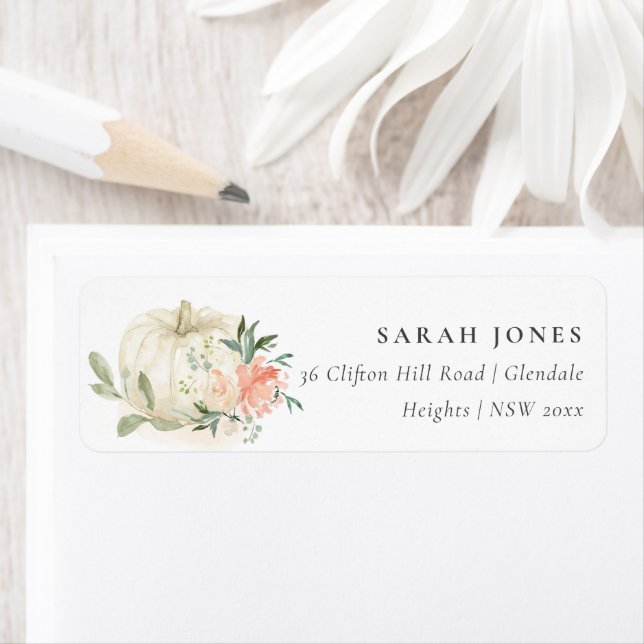 Elegant Soft White Pumpkin Blush Floral Address  L (Insitu)