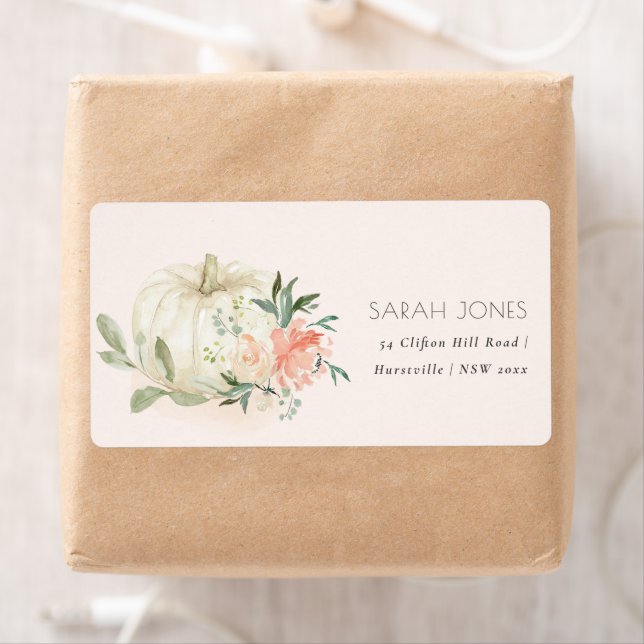 Elegant Soft White Pumpkin Blush Floral Address La (Insitu)