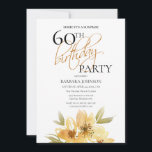 Elegant Soft Yellow Floral Surprise 60th Birthday Invitation<br><div class="desc">Elegant Soft Yellow Floral Surprise 60th Birthday Invitation
This invitation has an airy elegance that is perfect for your special event. This design features soft yellow flowers and custom typography on a crisp white background. Add your information to complete the look.</div>