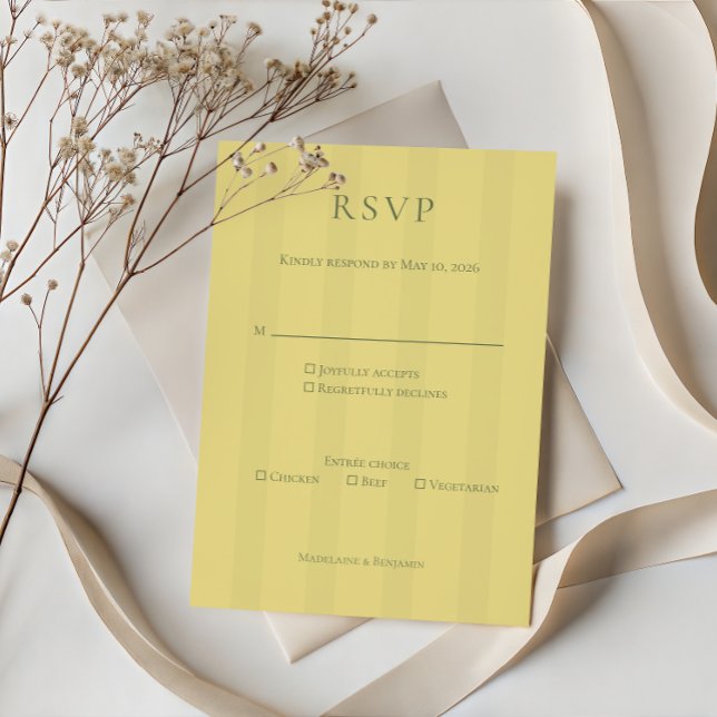 Elegant Soft Yellow Wedding RSVP Card (Creator Uploaded)
