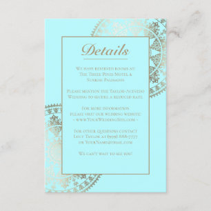 Elegant Solar Mandala Wedding Details Card Gold