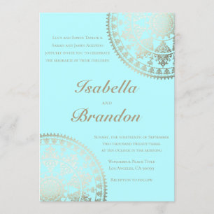 Elegant Solar Mandala Wedding Invitations Gold