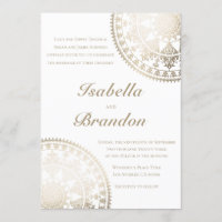 Elegant Solar Mandala Wedding Invitations Gold
