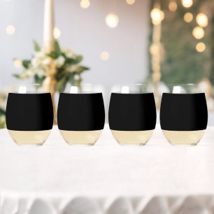 Elegant Solid Black Stemless Wine Glass