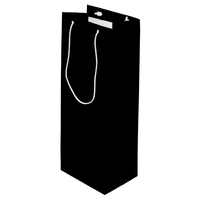 Elegant Solid Black Wine Gift Bag (Front Angled)