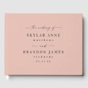 Elegant Solid Colour Dusty Blush Pink Wedding Guest Book