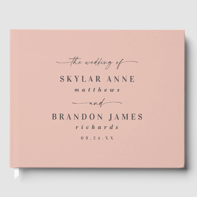 Elegant Solid Colour Dusty Blush Pink Wedding Guest Book (Front)