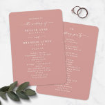 Elegant Solid Dusty Rose Wedding Ceremony Program<br><div class="desc">Simple Elegant Solid Dusty Rose Pink Wedding Ceremony Program. This modern minimal Order of Services Card is simple classic and elegant with a plain solid background colour and a pretty signature script calligraphy font with tails. Shown in the new Colorway. Available in several colour options, or feel free to edit...</div>
