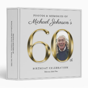 Elegant Solid Gold 60th Birthday Gift Photo Album Binder