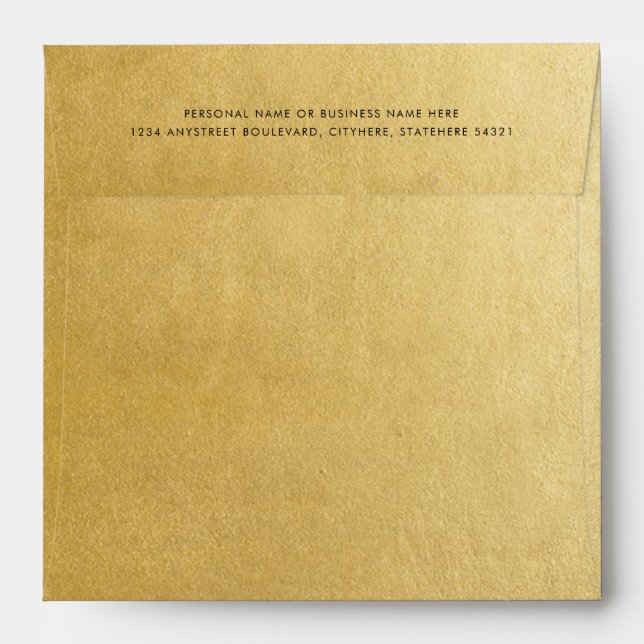 Elegant Solid Gold Texture Return Address Envelope (Back (Top Flap))