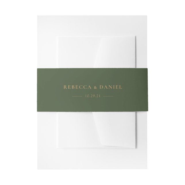 Elegant Solid Green Personalized Wedding Invitation Belly Band (Front Example)