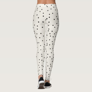 Elegant Solid Ivory Black Polka Dots Cute Pattern Leggings