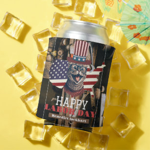 Elegant Solidarity worker Labour Day with USA flag Can Cooler
