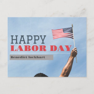 Elegant Solidarity Worker Labour Day with USA flag Postcard