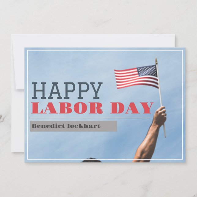 Elegant Solidarity Worker Labour Day with USA flag Thank You Card (Front)