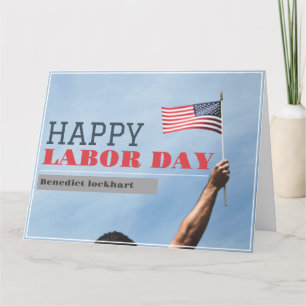 Elegant Solidarity Worker Labour Day with USA flag Thank You Card
