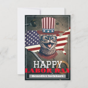 Elegant Solidarity worker Labour Day with USA flag Thank You Card