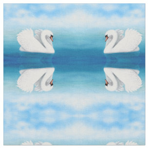 Elegant Solitary Mute Swan Fabric