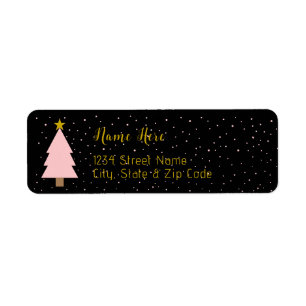 Elegant Solo Pink Christmas Tree Golden Star Black