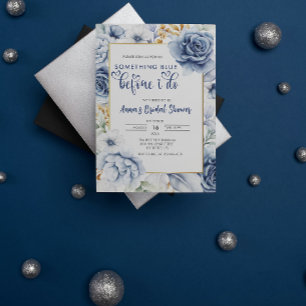 Elegant Something Blue Before I Do Bridal Shower Invitation
