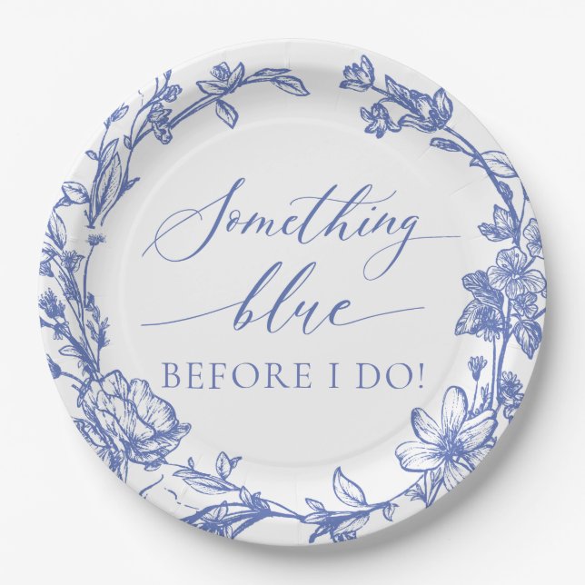 Elegant Something Blue Before I do Bridal Shower Paper Plate (Front)