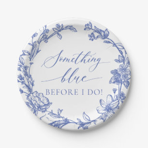 Elegant Something Blue Before I do Bridal Shower Paper Plate