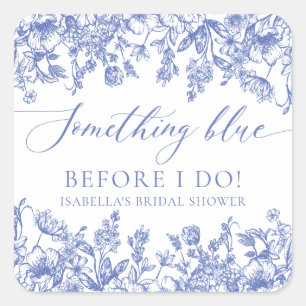 Elegant Something Blue Before I do Bridal Shower Square Sticker