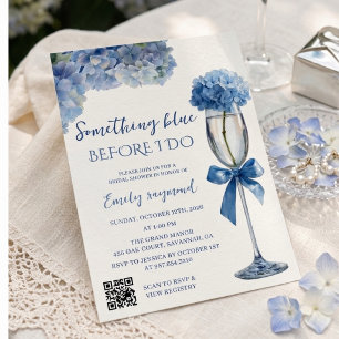 Elegant Something Blue Bridal Shower Wedding Invitation
