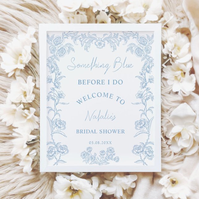 Elegant Something Blue Bridal Shower Welcome Poster (Creator Uploaded)