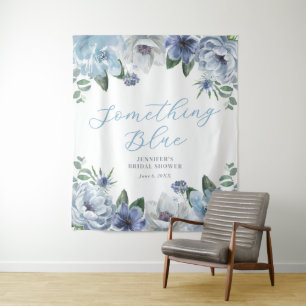 Elegant Something Blue Floral Bridal Shower Party Tapestry