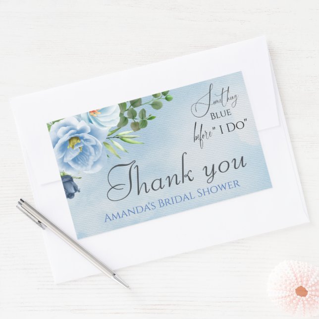 Elegant Something Blue Floral Bridal Shower Sticker (Envelope)