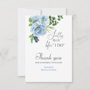 Elegant Something Blue Floral Bridal Shower Thank You Card