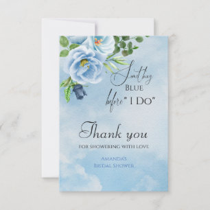 Elegant Something Blue Floral Bridal Shower Thank You Card