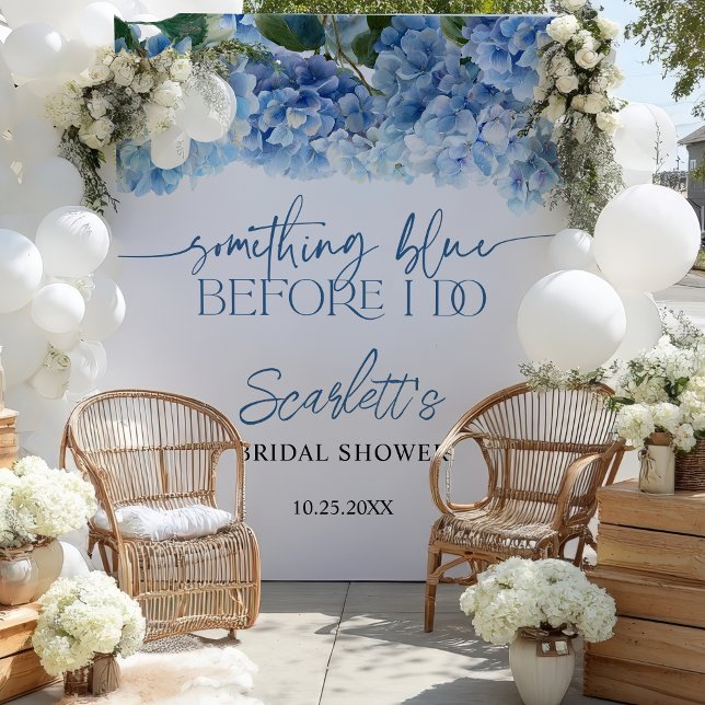 Elegant Something Blue Hydrangea Bridal Shower  Tapestry (Something Blue Hydrangea Bridal Shower Welcome Tapestry)